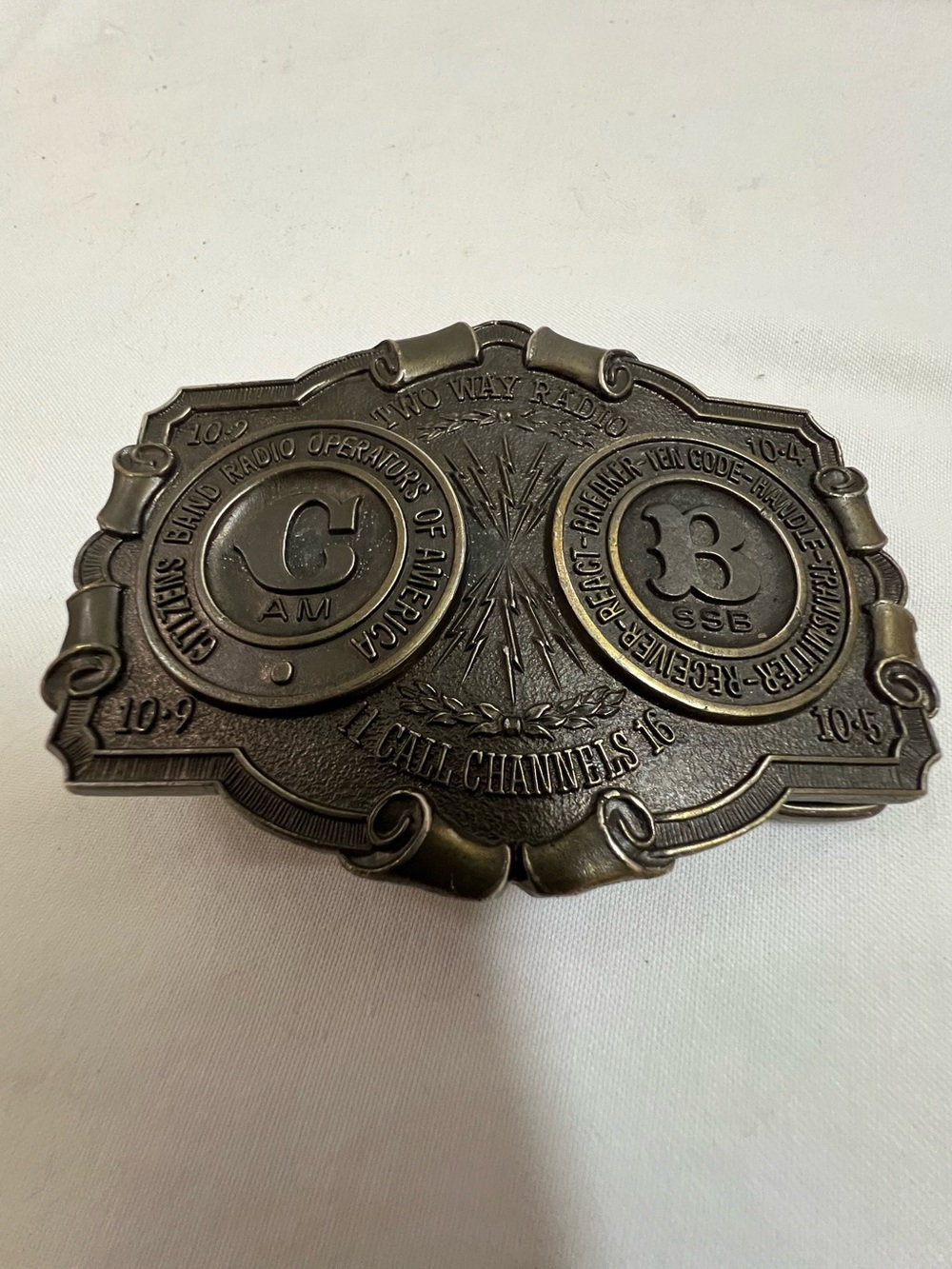 Citizens Band Radio Belt Buckle Two Way Radio Operators Of America AM SSB 10-4
